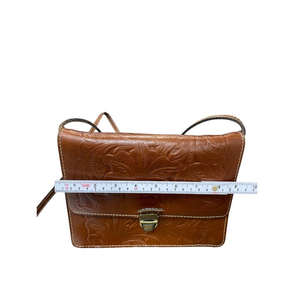 Patricia Nash Womans Brown Vintage Tooled Leather Crossbody Adjustable Shoulder - Picture 4 of 15